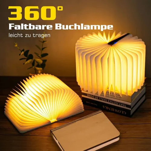 Livre lumineux LED pliable en bois 5 Modes d'éclairage rechargeable