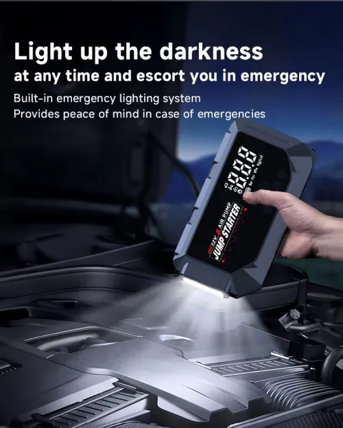 Booster de Batterie Voiture 2-en-1 Compresseur d'Air et Écran Numérique