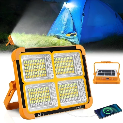 Projecteur LED Rechargeable 150W avec Panneau Solaire  مصباح تخييم عالي السطوع