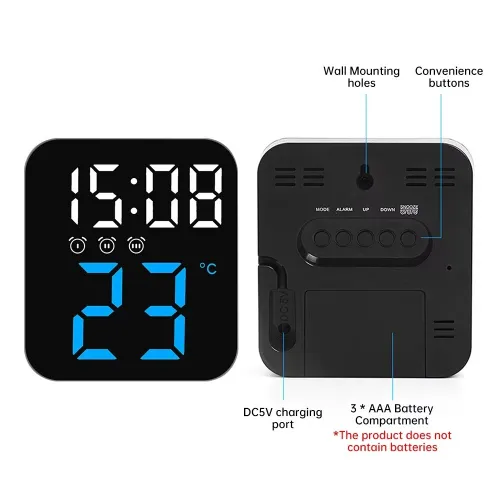 Horloge Murale Électronique avec Température GH8015  ساعة إلكترونية مع عرض درجة الحرارة