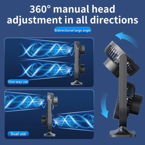 Ventilateur USB Double Tête  Refroidissement Réglable 3 Modes