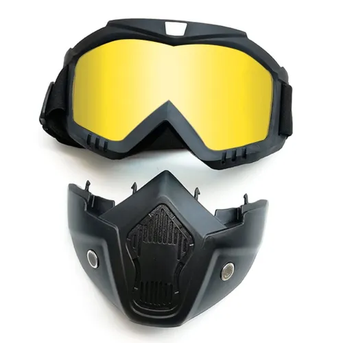 Kit Moto Sécurité : Casque Lunettes Amovibles + Gants Amortisseurs