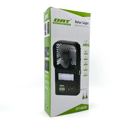 Kit Solaire Multifonction DT-9030  Ventilateur + Lampe LED avec Panneau Solaire Intégré