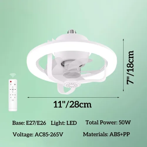 Lampe Ventilateur E27 RGB Éclairage Multicolore et Contrôle à Distance