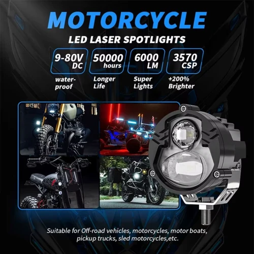Projecteurs LED Moto Anti-Brouillard  Kit 2 Lampes Haute Puissance