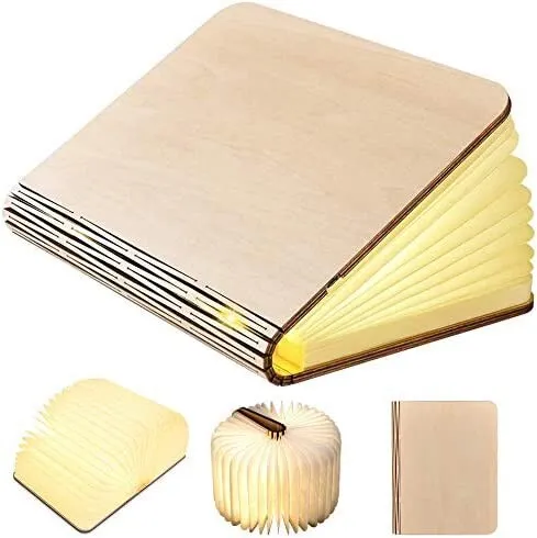 Livre lumineux LED pliable en bois 5 Modes d'éclairage rechargeable