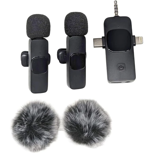 Microphone cravate sans fil 3 en 1 Plug and Play avec puce de réduction du bruit  ميكروفون لاسلكي