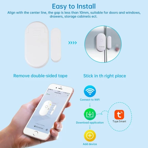 Détecteur dOuverture WiFi Capteur Magnétique pour Porte et Fenêtre