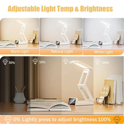 Lampe Multifonction Sans Fil  Éclairage LED, Réveil Intégré & Power Bank 10 000 mAh
