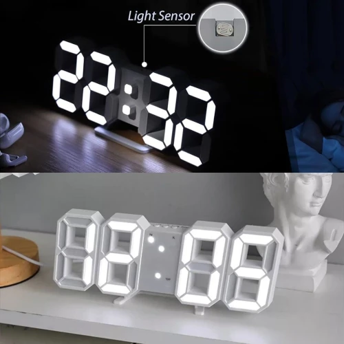 Horloge LED Murale 3D Blanche GH0720L Design Moderne