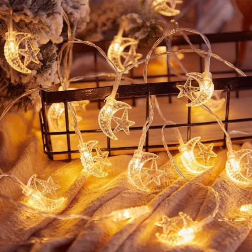Guirlande Lumineuse LED Lune et Étoiles  سلسلة أضواء على شكل هلال ونجوم للزينة