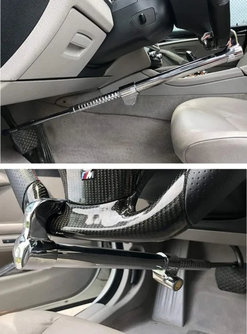 Antivol Voiture Rétractable  Verrou Frein et Volant Double Crochet