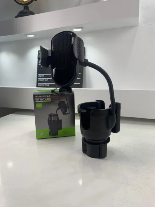 Support de téléphone pour voiture avec porte-gobelet rotation à 360