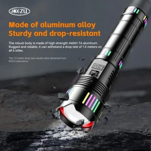 Lampe Torche LED Tactique  2000 Lumens avec Batterie Haute Capacité