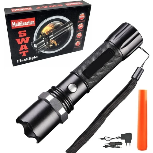 Lampe Torche LED Puissante SWAT  3 Modes dÉclairage et Zoom Ajustable