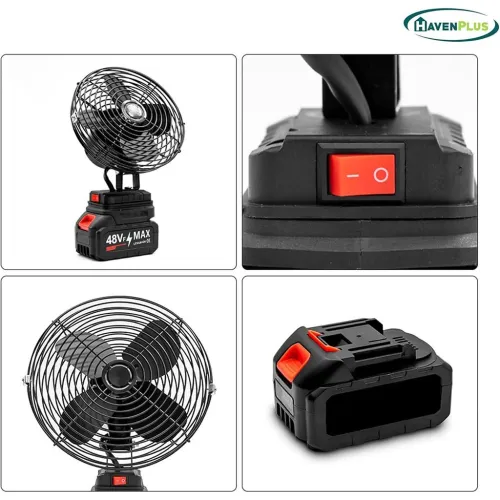 Ventilateur de Bureau avec Batterie Lithium  Rechargeable et Pratique 24V