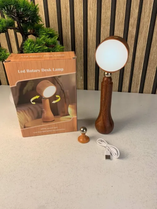 Lampe de Table LED en Bois  Sans Fil, Tactile, Lumière 4000K