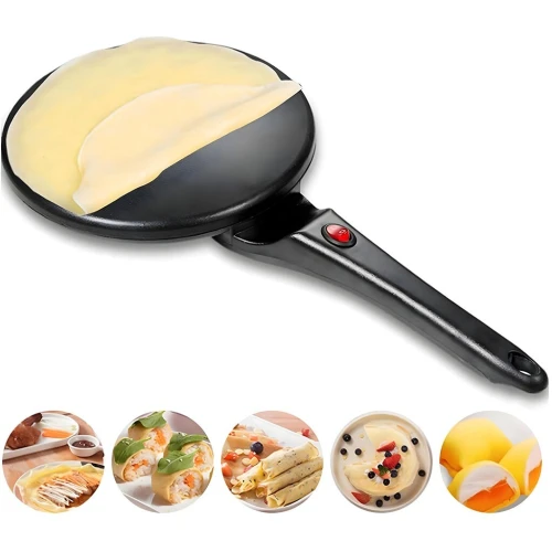 Appareil à Crêpes Électrique avec Plaque Longue et Ronde