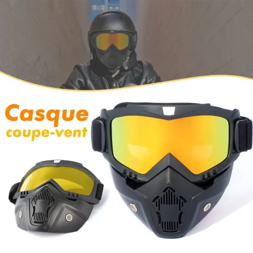 Kit Moto Sécurité : Casque Lunettes Amovibles + Gants Amortisseurs
