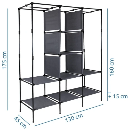 Armoire De Rangement et Penderie 7 Étages Porte Cintres Et Rideau Anti-Poussière