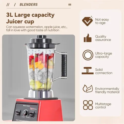 Mixeur Blender Multifonction Soni Five 7500W - 8 Lames Inox Ultra Résistantes
