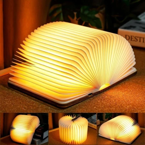 Livre lumineux LED pliable en bois 5 Modes d'éclairage rechargeable