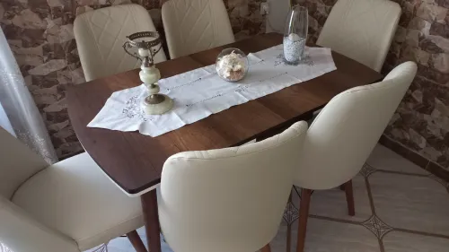 Table salle à manger extensible 6 chaises en sky