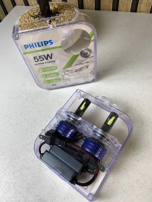 Kit Lampe de phare LED H4 Philips 6000K-16000LM Ultra Puissant - مصابيح إضاءة أمامية للسيارات