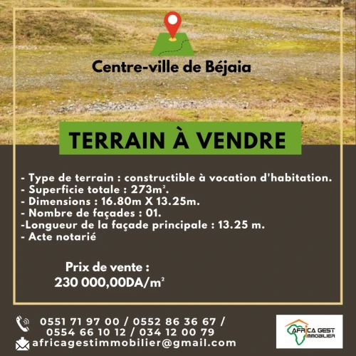 Vente Terrain Bejaia Bejaia