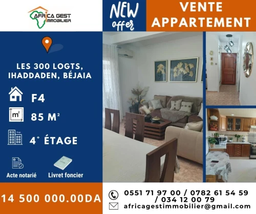 Vente Appartement F4 Béjaïa Bejaia