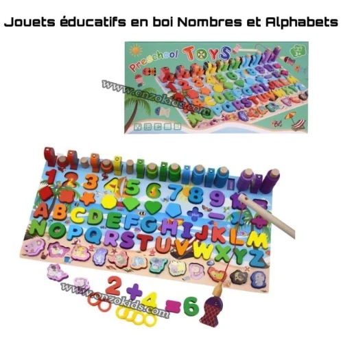 jeux éducatif  Jouets éducatifs en boi Nombres et Alphabets