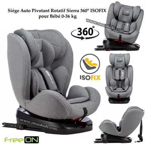 Siège Auto Pivotant Rotatif 360 ISOFIX pour Bébé 0-36 kg Sierra - FreeON