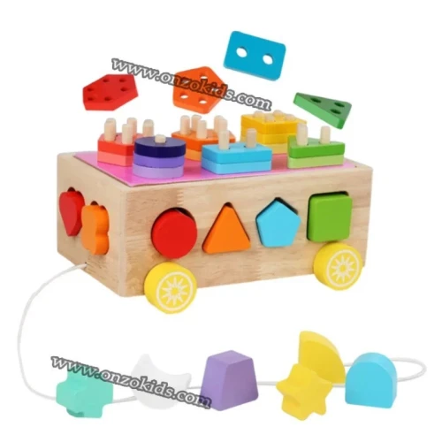 jouet éducatif  Cube éducatif Formes 3D  Puzzle en Bois-roulant
