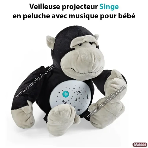 Veilleuse projecteur Singe en peluche avec musique pour bébé - Mebkid