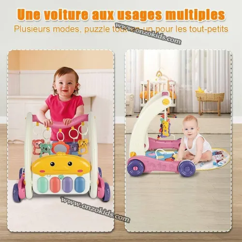 Trotteur et Tapis d'eveil Bébé Musical avec jouets