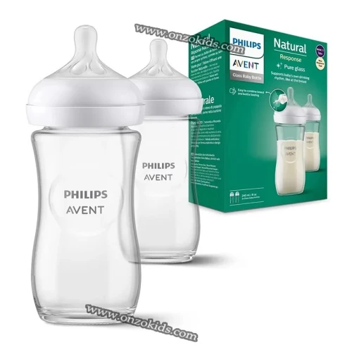 Pack 02 Biberons à Réponse Naturelle 240 Ml en Verre  AVENT Philips