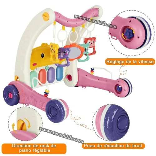 Trotteur et Tapis d'eveil Bébé Musical avec jouets