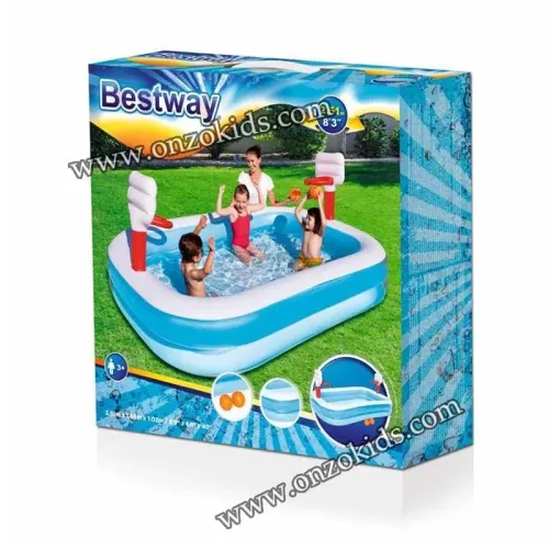 Piscine Gonflable pour enfants avec paniers de basket 251 x 168 x 102 cm -Bestway