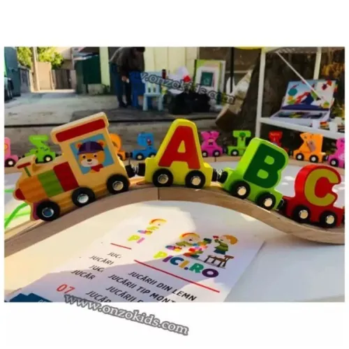 jeux éducatif Train en bois à motif double face alphabet magnétique