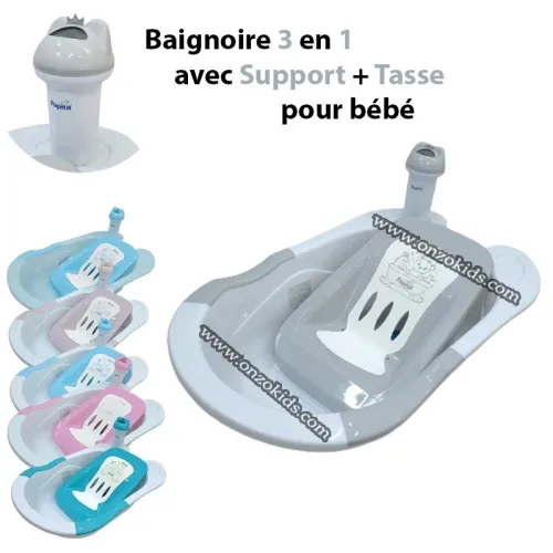 Baignoire 3 en 1 avec Support + Tasse pour bébé | Papita