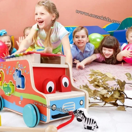 Jouet éducatif Remorque en bois Xylophone en Bois