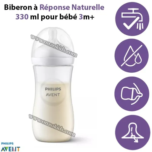 Biberon à Réponse Naturelle 330 ml pour bébé 3m+ - AVENT PHILIPS