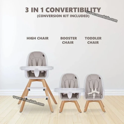 Chaise Haute scandinave Réglable 3en1 pour bebe - Angelo