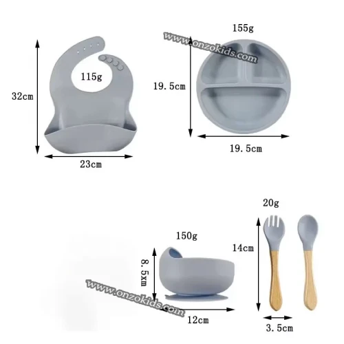 Ensemble de Vaisselle en Silicone 7pcs pour Bébè