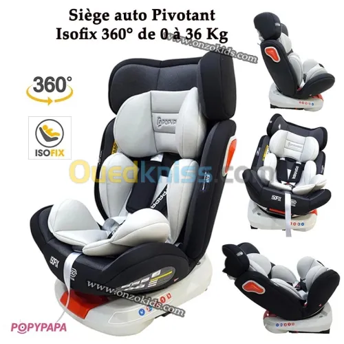 Siège auto Pivotant Isofix 360 de 0 à 36 Kg - POPYPAPA