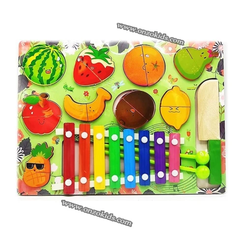 Planche à découper des fruits pour enfant avec piano