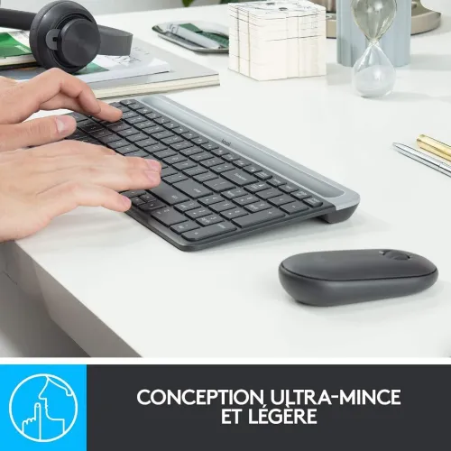 Ensemble Clavier + Souris Clavier Sans Fil LOGITECH MK470 Graphite