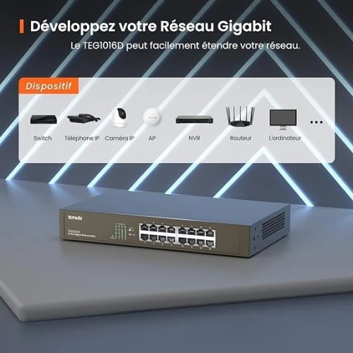 Switch Tenda TEG1016D Ethernet 16 Ports, Switch Gigabit 10/100/1000 Mbps