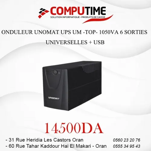 ONDULEUR UNOMAT UPS UM -TOP- 1050VA (  POSITIONNEMENT HORIZONTAL ) 6 SORTIES