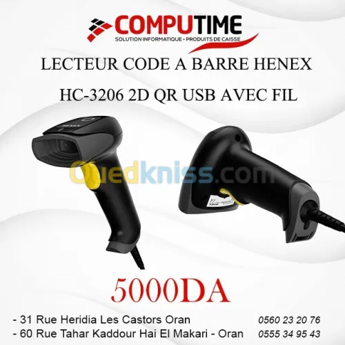 LECTEUR CODE A BARRE HENEX HC-3206 2D QR USB AVEC FIL